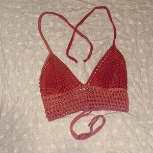 Handmade Crochet Crop Top - Red